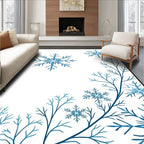 Winter Blue Snowflake Branch Arrangement Rug