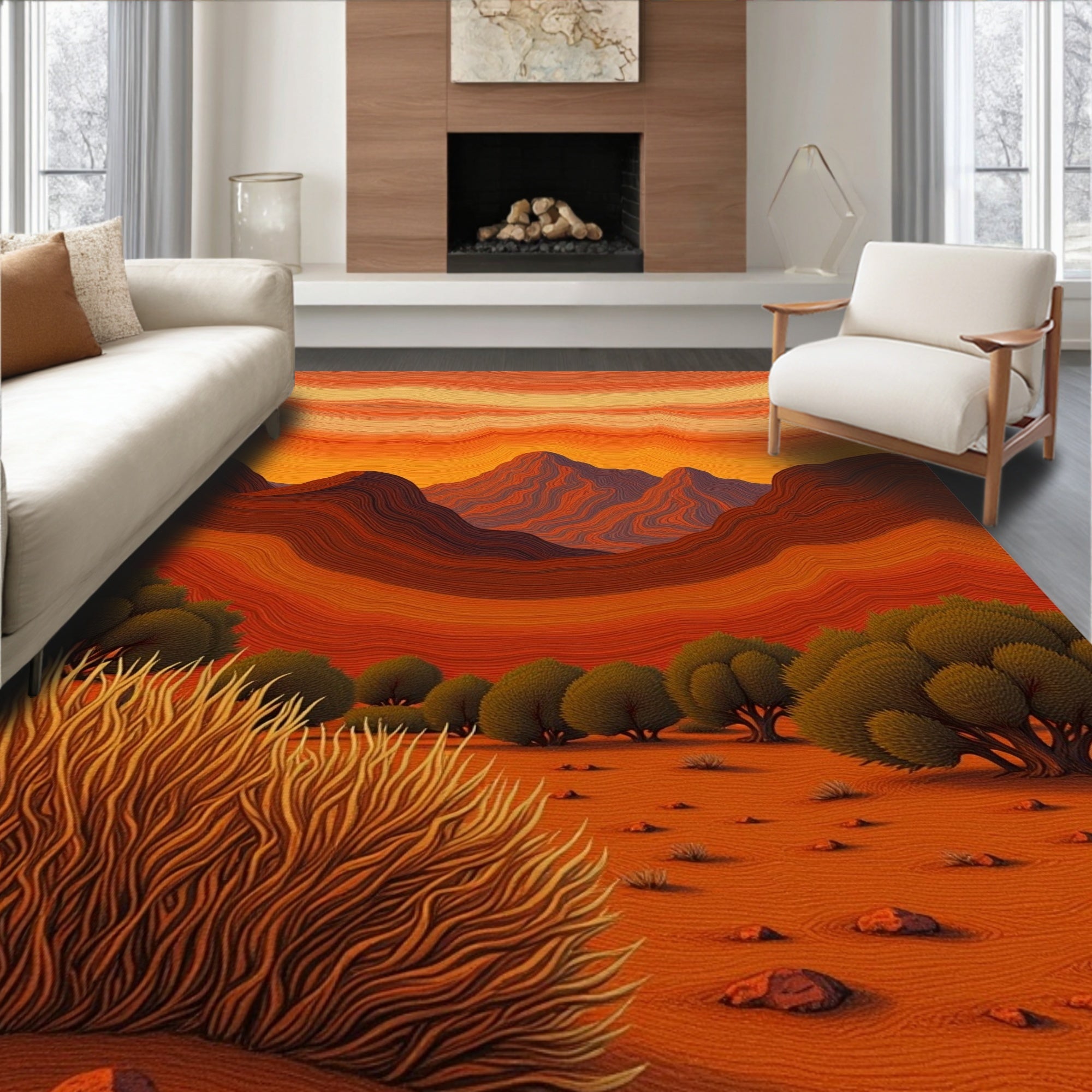 Crimson Desert Canyon Landscape Rug