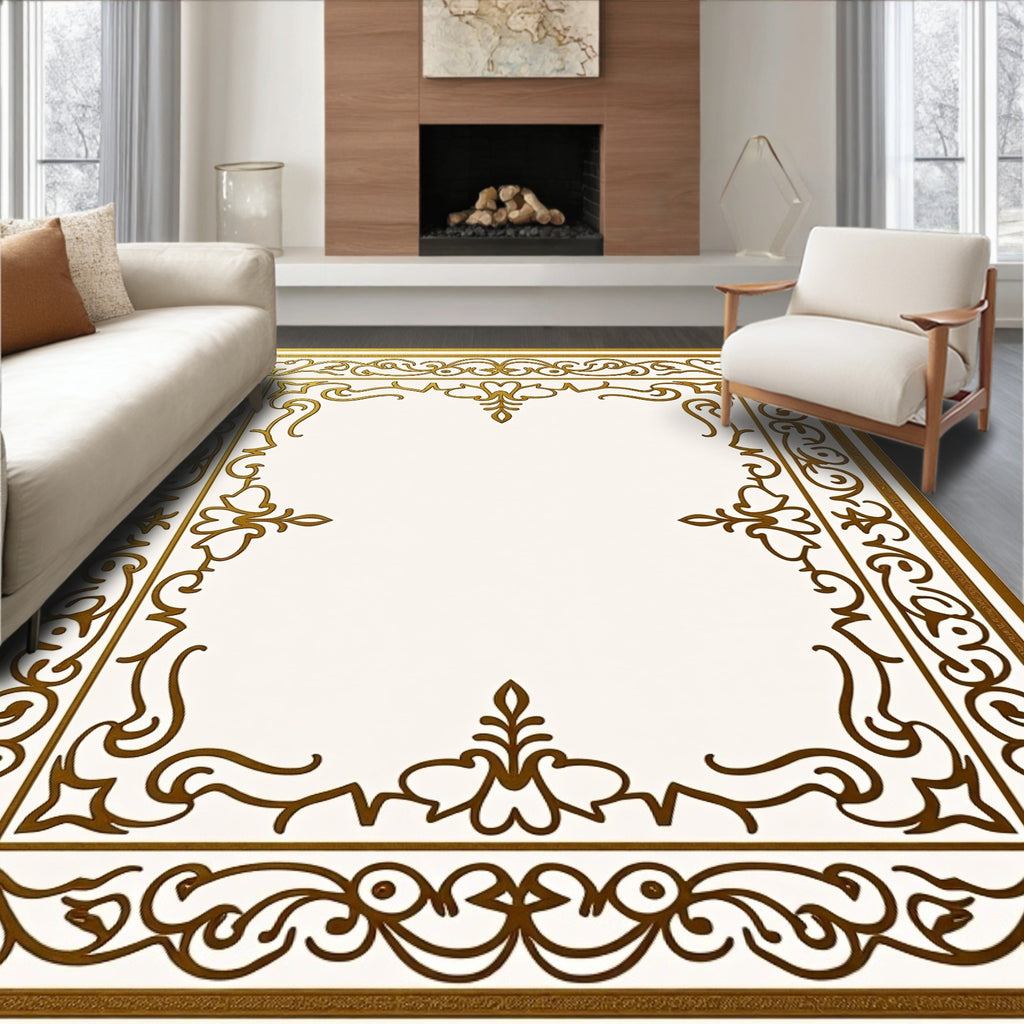 Ornate Gold Frame Accents Rug