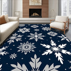 Deep Blue Snowflake Collage Rug