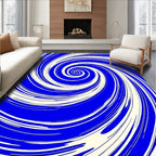 Electric Blue Cream Swirl Rug