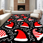 Red Merry Santa Hat Stripes Rug