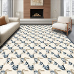 Abstract Geometric Shapes Cream Blue Rug