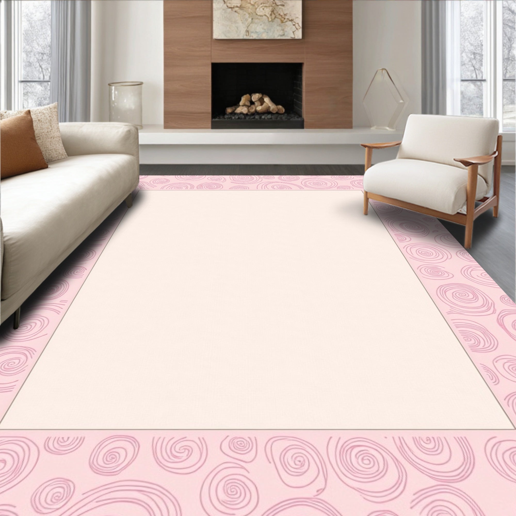Pastel Pink Swirl Collage Rug