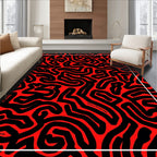 Bold Red Maze Abstract Art Rug