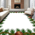 Green Pine Garland Rustic Orb Border Rug