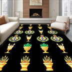 Golden Crested Emblem Laurel Wreath Objects Rug