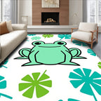 Green Frog With Teal Leaf Accents Rug