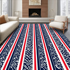 Red White Navy Abstract Stripe Rug