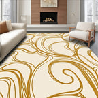 Golden Swirls on Cream Background Rug