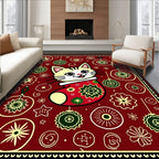 Festive Red Cat Christmas Ornaments Rug