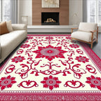 Crimson Rose Vine Border Rug