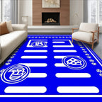 Bold Blue White Abstract Graphic Rug