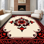 Crimson Black Floral Arch Rug