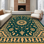 Golden Sunburst Emerald Border Rug