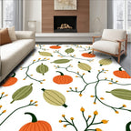 Autumn Pumpkin Vine Botanical Print Rug