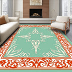 Mint Coral Elegant Art Nouveau Frame Rug