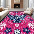 Vibrant Pink Abstract Bird Floral Rug
