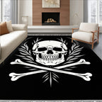 Monochromatic Skull Crossbones Winged Rug