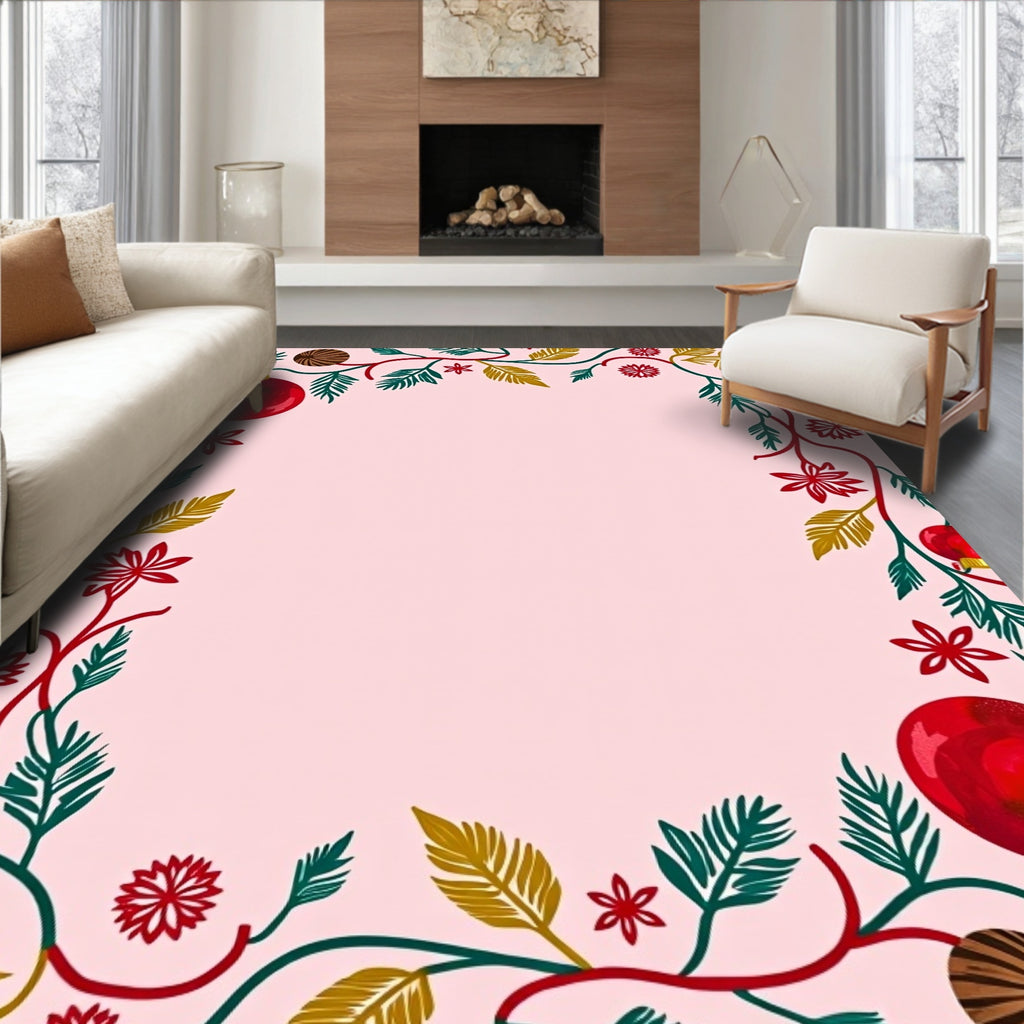 Festive Red Ornament Vine Garland Rug