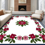 Classic Crimson Pink Floral Garland Rug