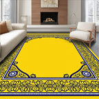 Vibrant Yellow Floral Scroll Frame Rug