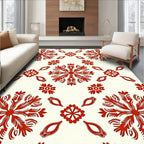 Crimson Floral Medallion Cream Rug