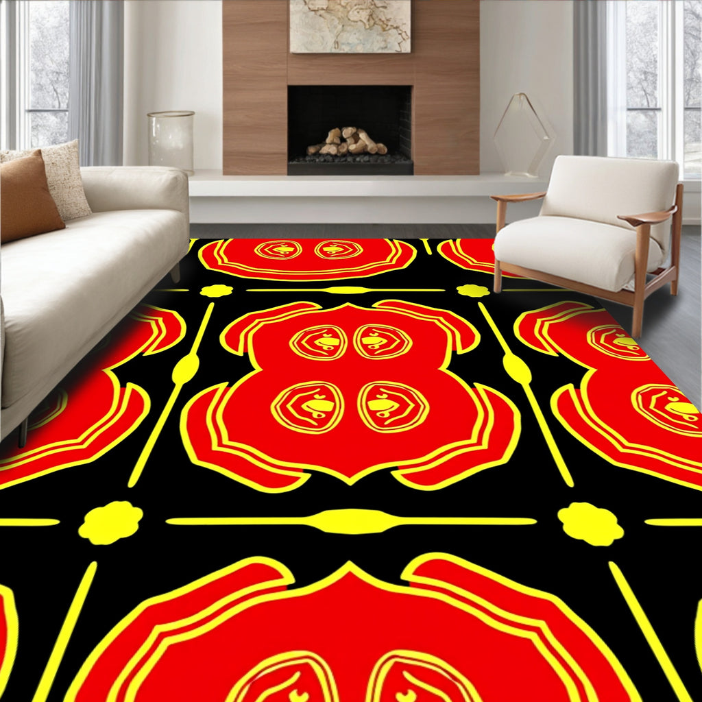 Red and Yellow Ochre Figurative Rug