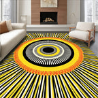 Radiant yellow sunburst concentric Rug