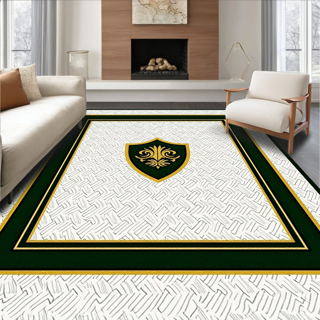 Emerald Gold Crest Shield Frame Rug