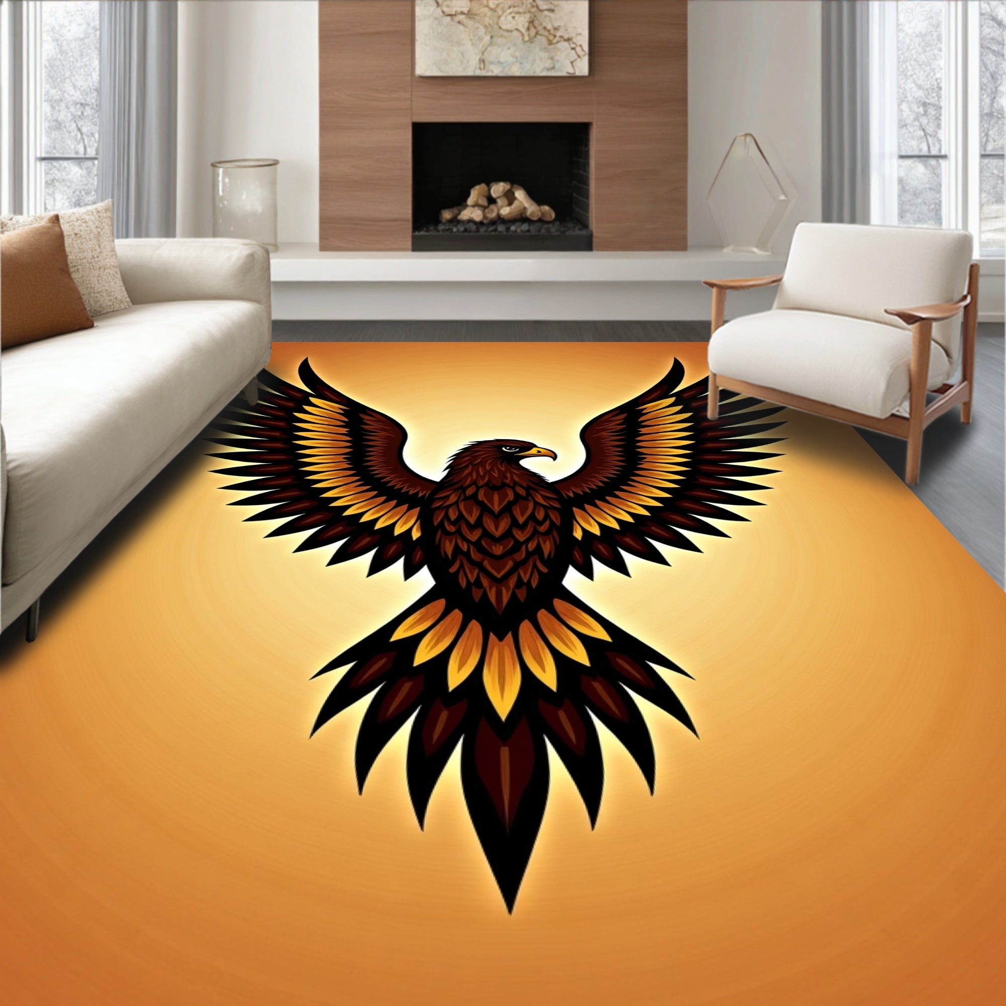 Majestic Brown Hawk Golden Wings Rug
