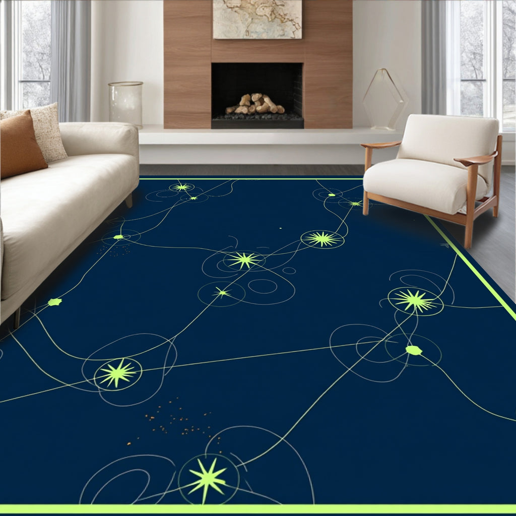 Celestial lime abstract star cluster Rug