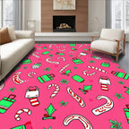 Pink Candy Cane Holly Gift Collage Rug