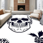 Dark Skull Floral Outline Rug