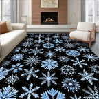 Winter Sky Blue Snowflake Collage Rug