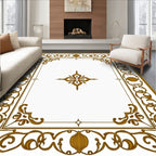 Golden Ornate Floral Medallion Rug