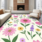 Pink Purple Yellow Floral Medley Rug
