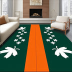 Forest Green Orange Leaf Cascade Rug
