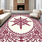 Crimson Floral Medallion Intricate Border Rug