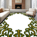 Ornate Gold Leaf Scrollwork Corners Rug