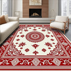 Crimson Medallion Floral Lattice Rug