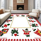 Jolly Snowmen Christmas Tree Border Rug