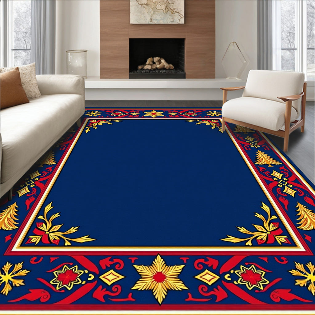 Vintage Red Gold Evergreen Border Rug