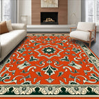 Orange Floral Medallion Border Rug