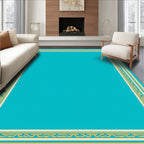 Turquoise Ivory Gold Bordered Frame Rug