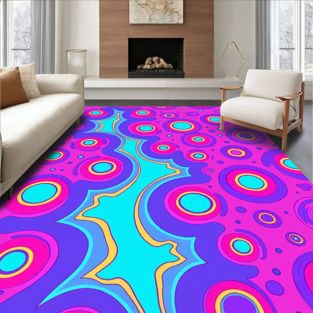 Radical Pink Psychedelic Circular Waves Rug