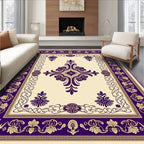 Rich Cream Purple Floral Medallion Rug