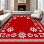 Winter White Starburst Festive Border Rug