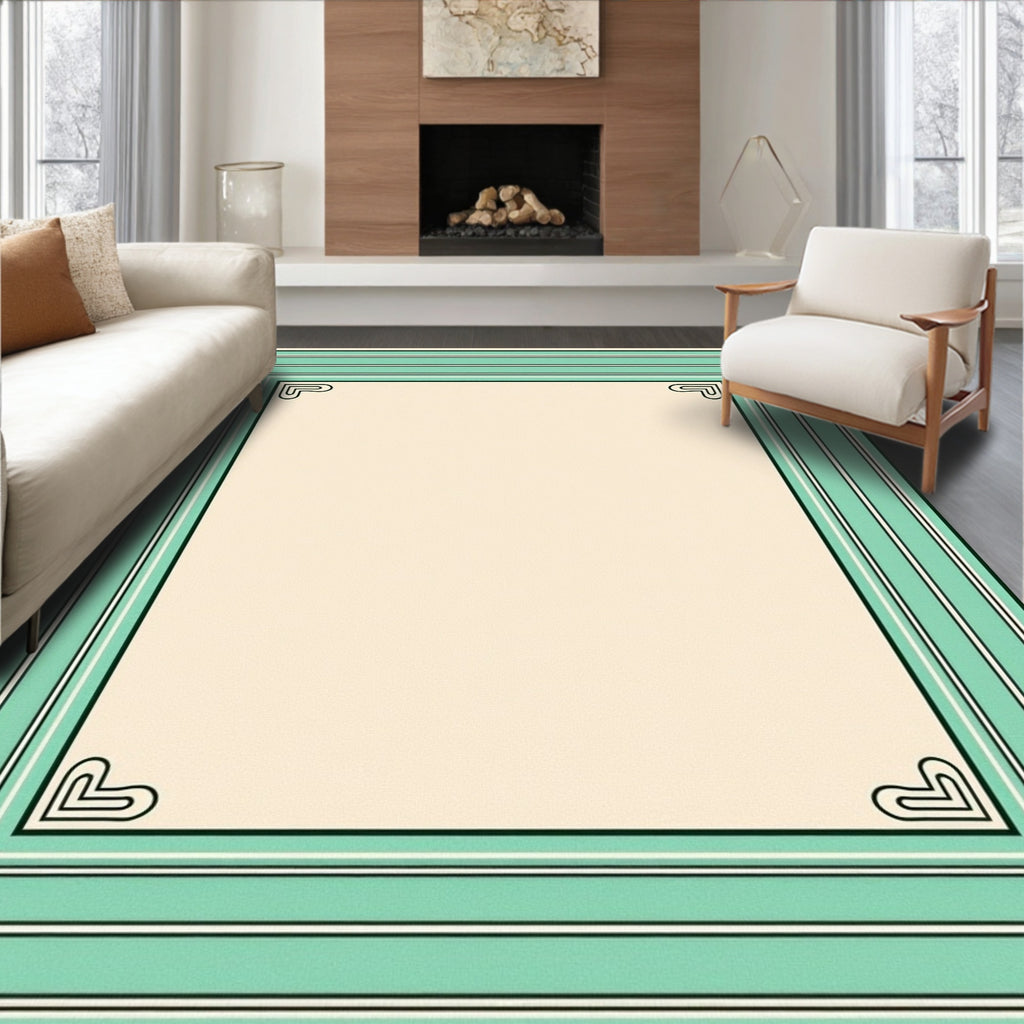 Modern Mint Bordered Frame Rug