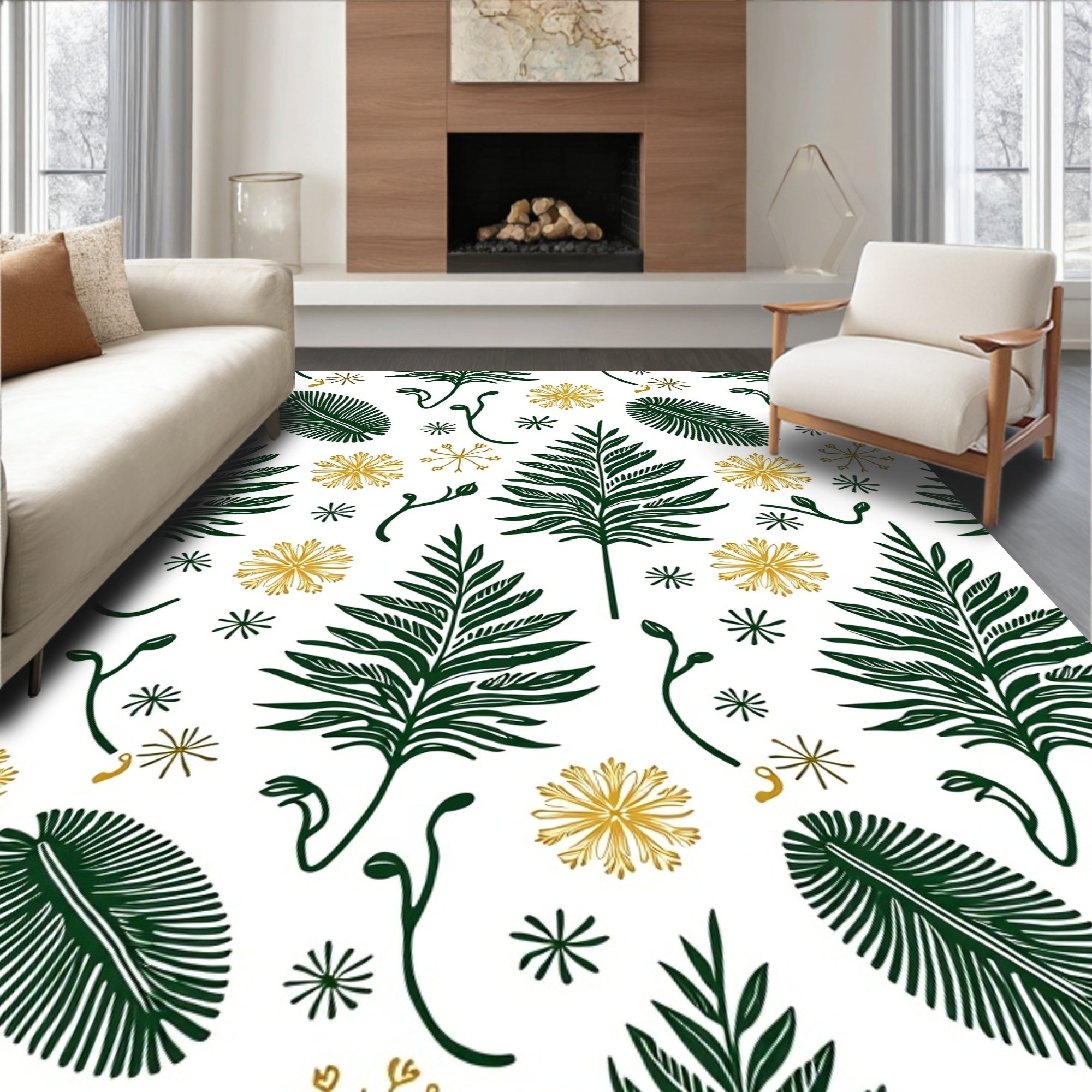 Golden Fern Botanical Medley Rug